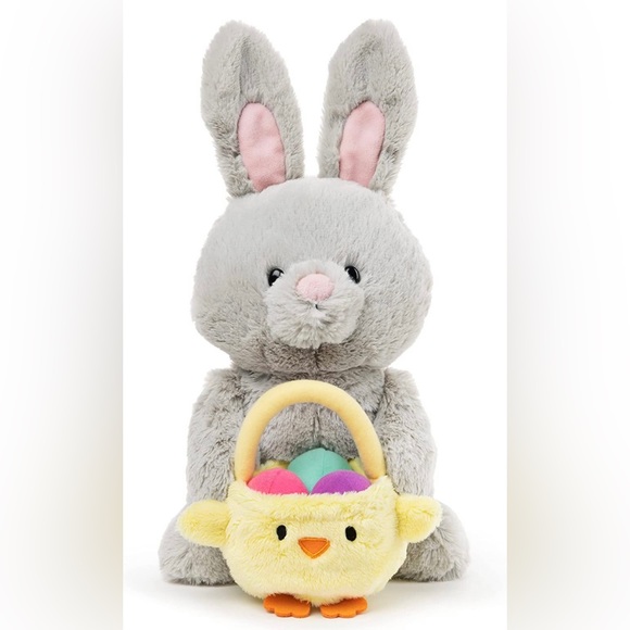 2 GUND Amazon Exclusive Easter Bunny with Basket, Gray, 10" - Picture 2 of 6